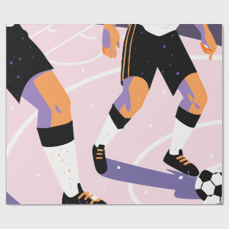 Papel De Presente Stylized Football Players Dribbling a Soccer Ball