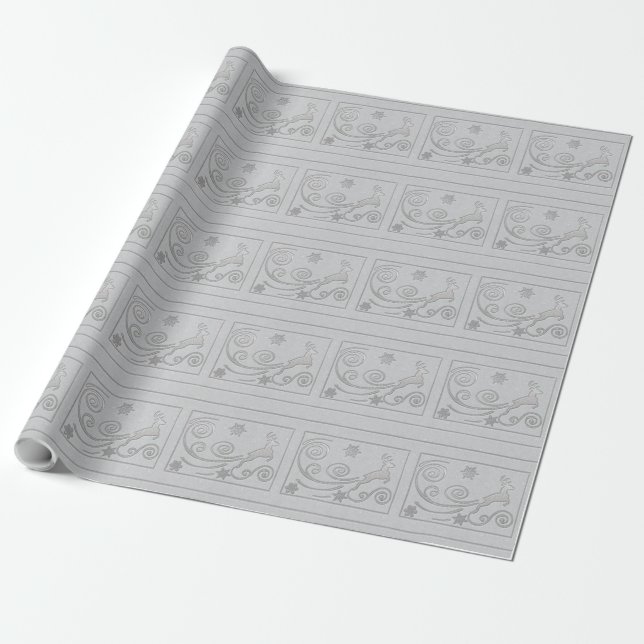 Papel De Presente Stylized Silver Rein Deer (Desenrolado)