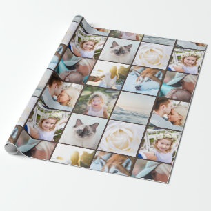 Papel De Presente Sua Colagem de Grade Personalizada de Foto Marrom 