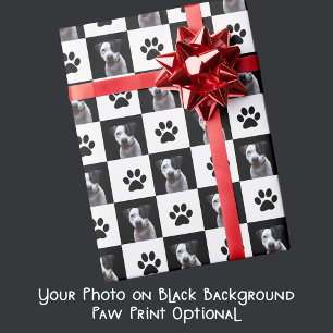 Papel De Presente Sua Na moda de foto de cão preto e branco marcado