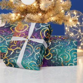 Papel De Presente Suavemente brilhante Púrpura Azul e Suavidades Dou