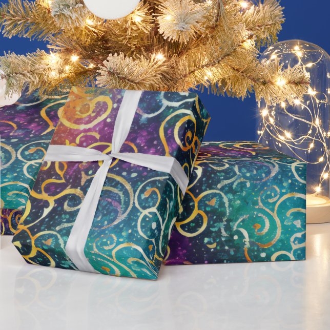 Papel De Presente Suavemente brilhante Púrpura Azul e Suavidades Dou (Feriados)