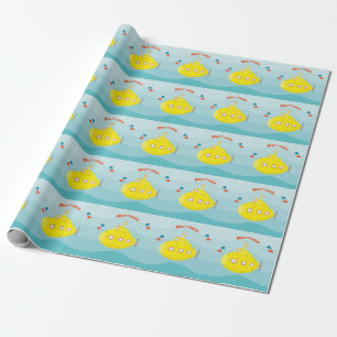 Papel De Presente Submarino Amarelo Profundo