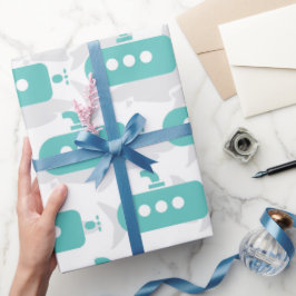 Papel De Presente Submarinos & Tubarões
