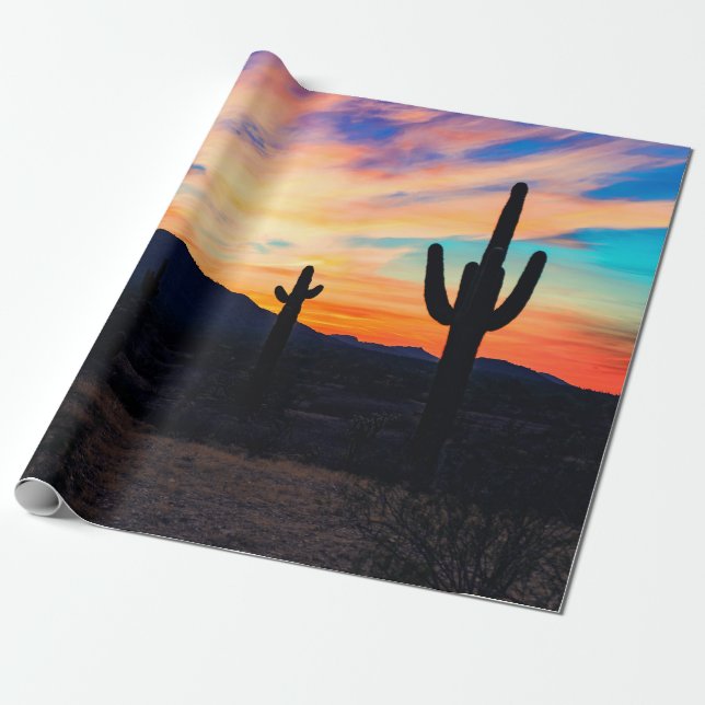 Papel De Presente Suco do Deserto de Cactus Sunset (Desenrolado)