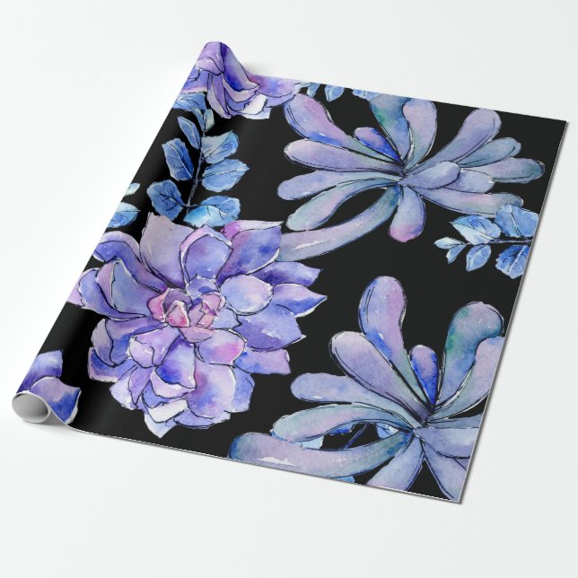 Papel De Presente Suculentas Tropicais Coloridas (Desenrolado)