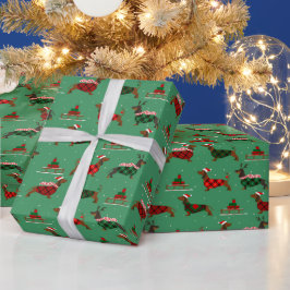 Papel De Presente Suéter de Natal de Papai Noel Cachorro Dachshund P