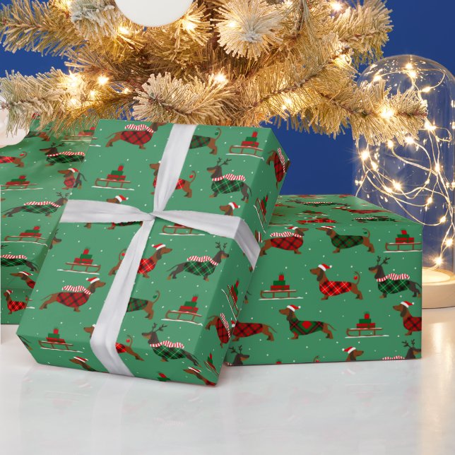 Papel De Presente Suéter de Natal de Papai Noel Cachorro Dachshund P (Feriados)