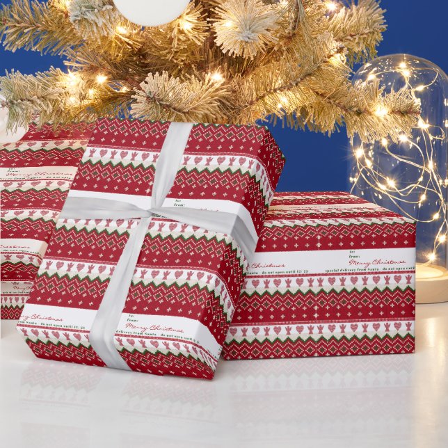 Papel De Presente Suéter Feio de Tricô Hygge Anjos Corações Natal (Feriados)