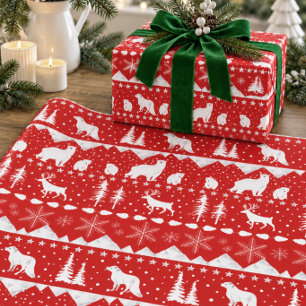 Papel De Presente Suéter Nórdico Branco Animais de Inverno Férias Ve