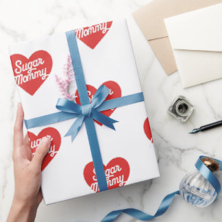 Papel De Presente Sugar Mommy Corações Rosa Engraçado Tipografia