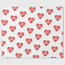 Papel De Presente Sugar Mommy Corações Rosa Engraçado Tipografia