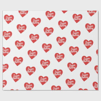 Papel De Presente Sugar Mommy Corações Rosa Engraçado Tipografia