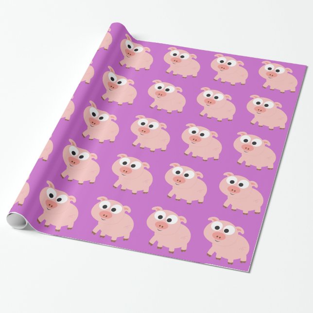 Papel De Presente Suíno rosa-claro (Desenrolado)