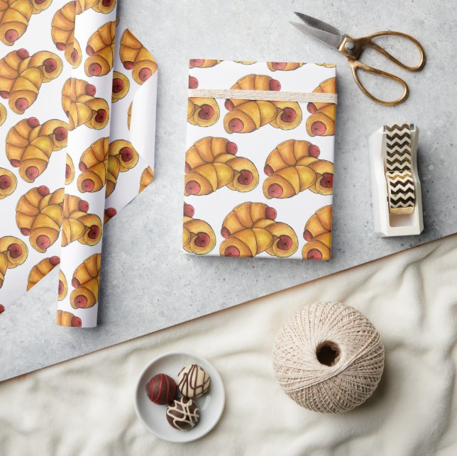 Papel De Presente Suínos em uma Comida de porco quente com rolo de c (Artesanato)