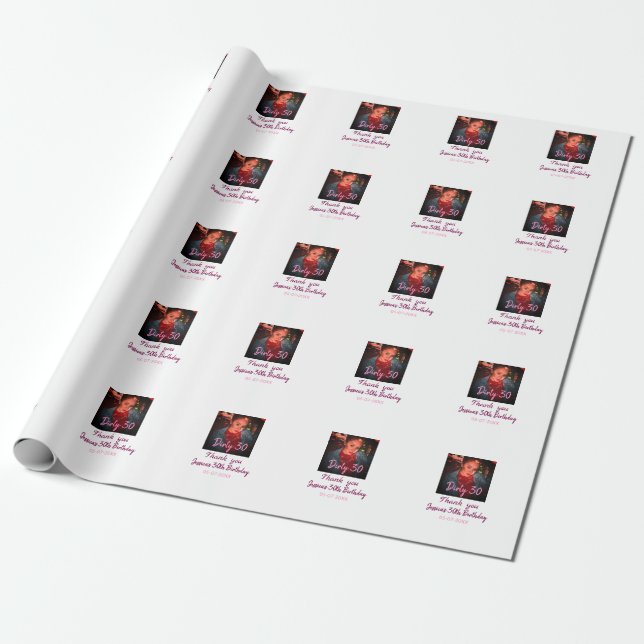 Papel De Presente Sujo 30 Adição de Apelido de Aniversário pink data (Desenrolado)