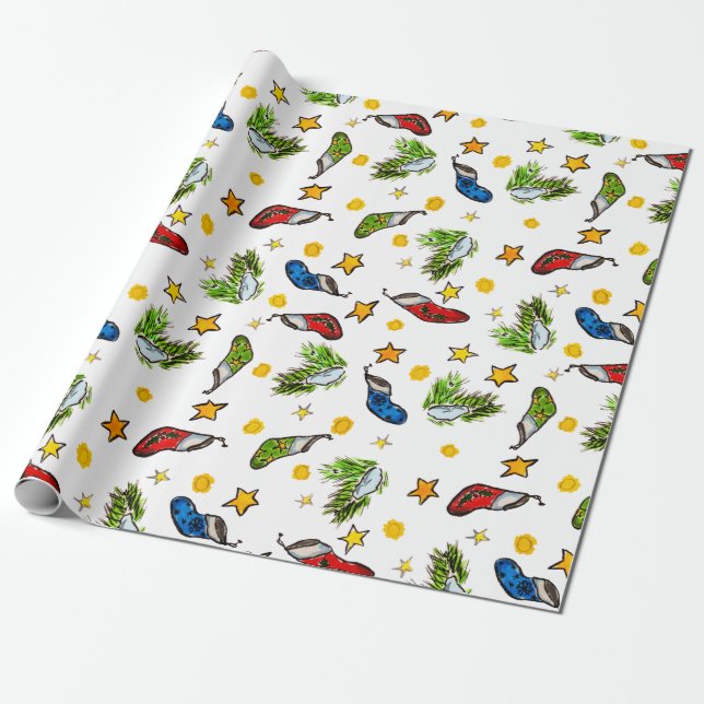 Papel De Presente Sumário de ornamento de padrão de Natal (Desenrolado)