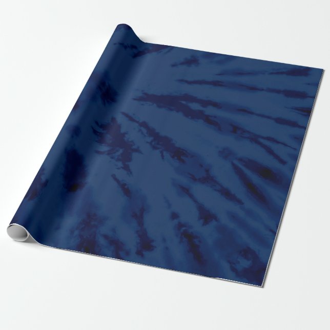 Papel De Presente Summer Artsy Marinho Blue Tie Dye (Desenrolado)