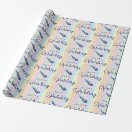 Papel De Presente Summer Beach Weding Ocean Seashell Rainbow Stripe