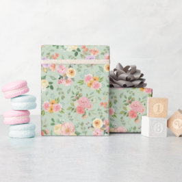 Papel De Presente Summer Boho Floral em Sage Green