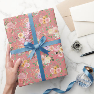 Papel De Presente Summer Boho Floral em Tulip Pink