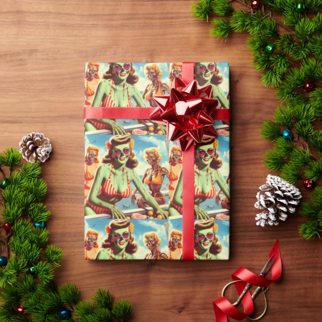 Papel De Presente Summer Zombie Pin-up (Presente de Natal)