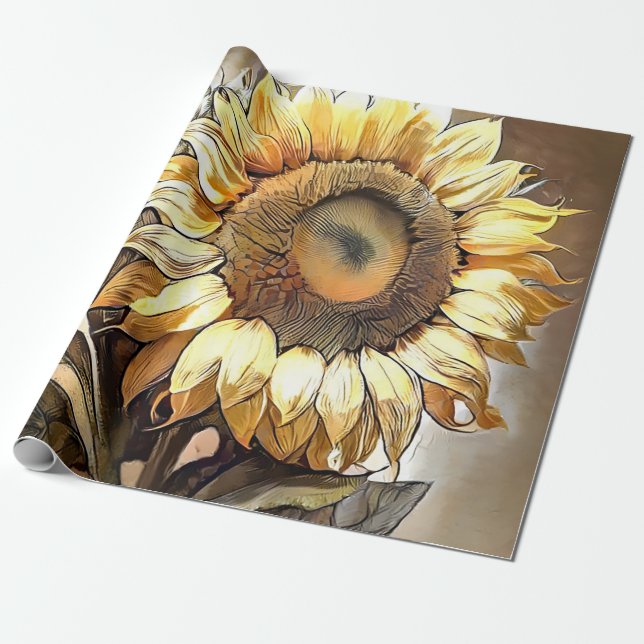Papel De Presente Sun na Coleção de Arte Moderna de Sunflower (Desenrolado)