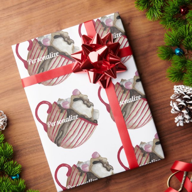 Papel De Presente Sundae de chocolate quente marshmallow cacau verme (Criador carregado)