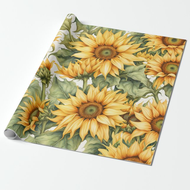 Papel De Presente Sunflower Art Pattern Design (Desenrolado)