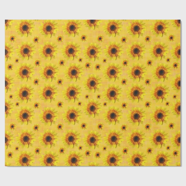 Papel De Presente Sunflower Floral Rustic Country Wrapping Paper (Aberto)