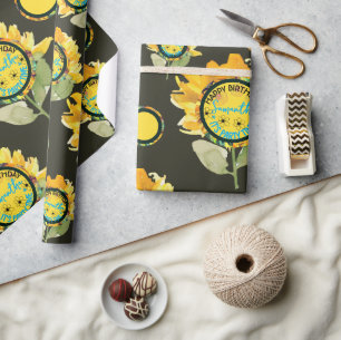 Papel De Presente Sunflower Yellow Girl Birday