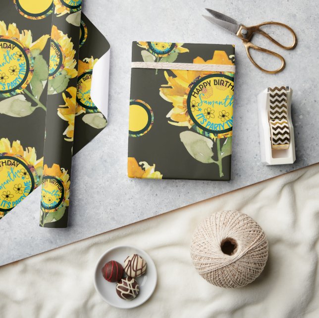 Papel De Presente Sunflower Yellow Girl Birday (Artesanato)