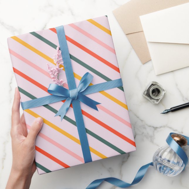 Papel De Presente Sunny Diagonal Stripes (Presentear)