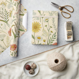Papel De Presente Sunny Yellow Wildflowers and Dainty Meadow Blooms