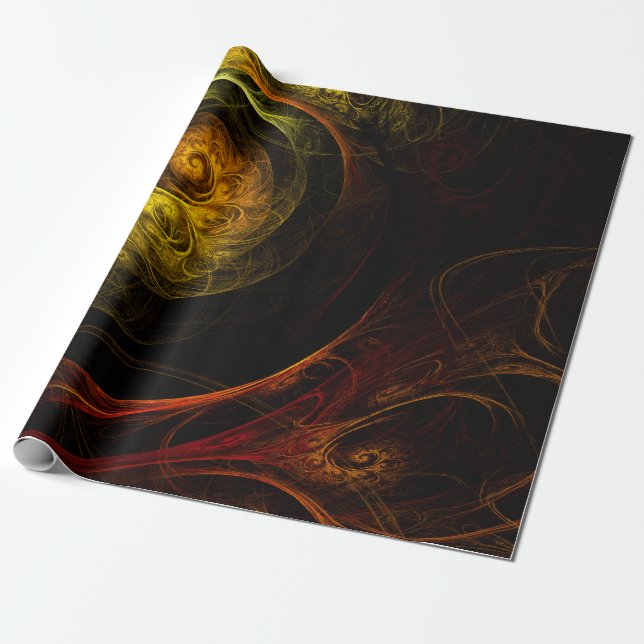 Papel De Presente Sunrise Floral Red Abstrato Art (Desenrolado)