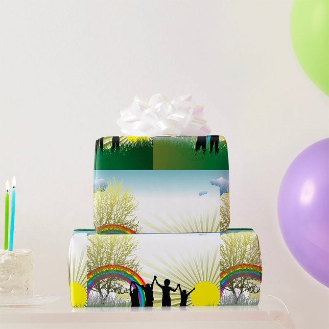 Papel De Presente Sunrise Rainbow Children (Criador carregado)