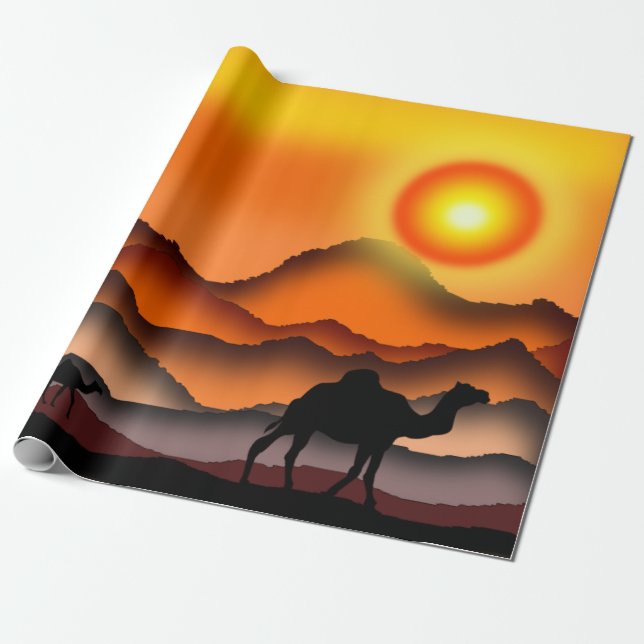 Papel De Presente Sunset Camel Wrapping Paper (Desenrolado)