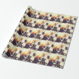 Papel De Presente Sunset tropical: Palm Silhouette Vintage