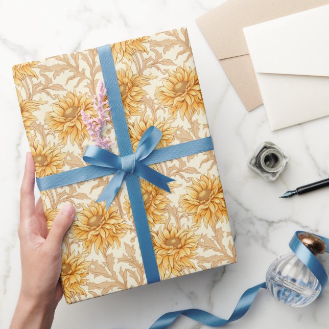 Papel De Presente Sunshine Daisies - Design Floral Amarelo Brilhante (Presentear)