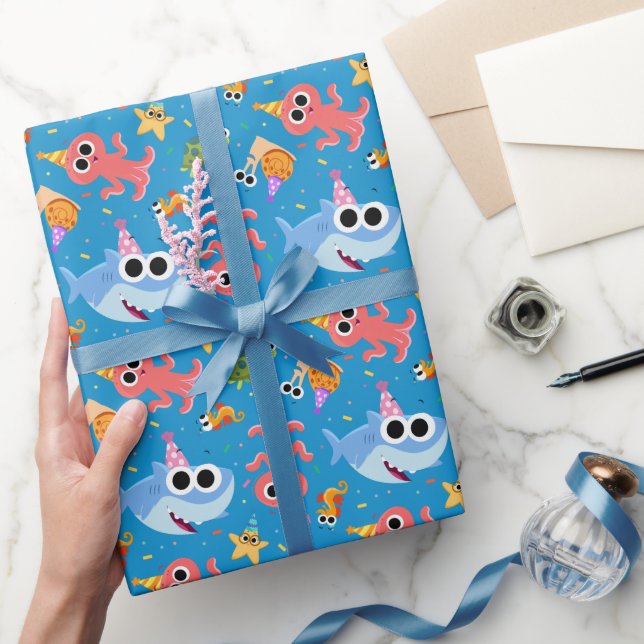 Papel De Presente Super Simples | Finny, o Aniversário do Tubarão Co (Presentear)