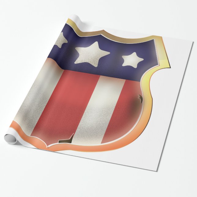 Papel De Presente Superherói americano Vintage Shield. (Desenrolado)