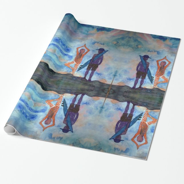 Papel De Presente Surf Yoga Summer Wlossy Wrappaper (Desenrolado)