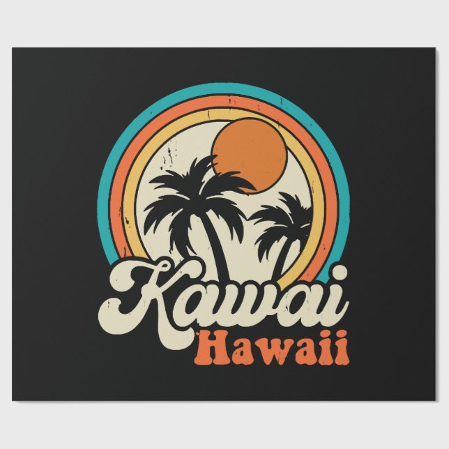Papel De Presente Surfando Kawaii Havaí (Aberto)