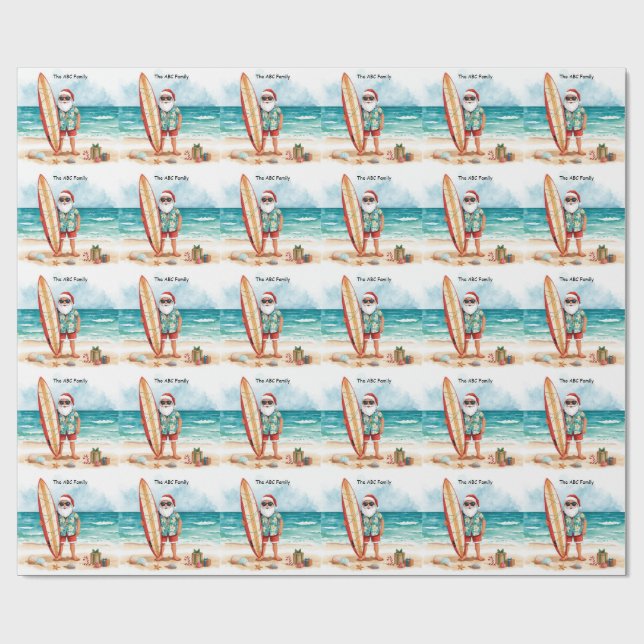 Papel De Presente Surfando o Natal em julho com o PAPAI NOEL   (Aberto)
