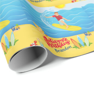 Papel De Presente Surfing Birthday    