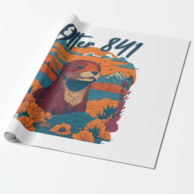 Papel De Presente Surfing Otter 841 Otter My Way California Sea Otte (Desenrolado)