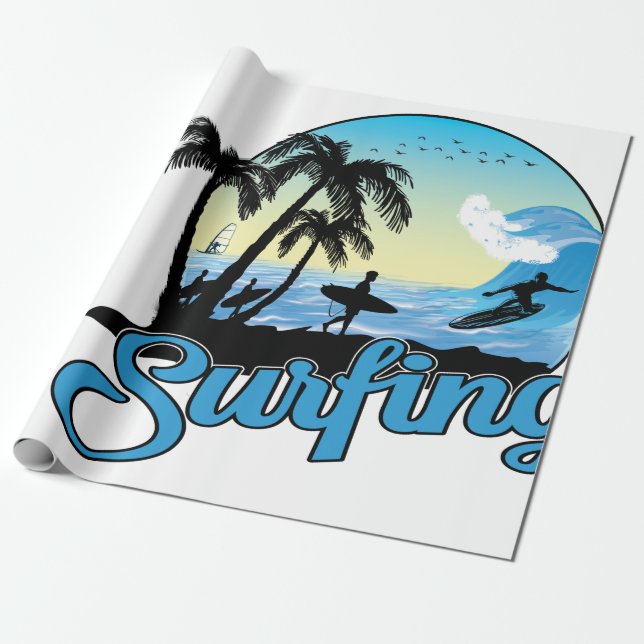 Papel De Presente surfing Sea Beach (Desenrolado)