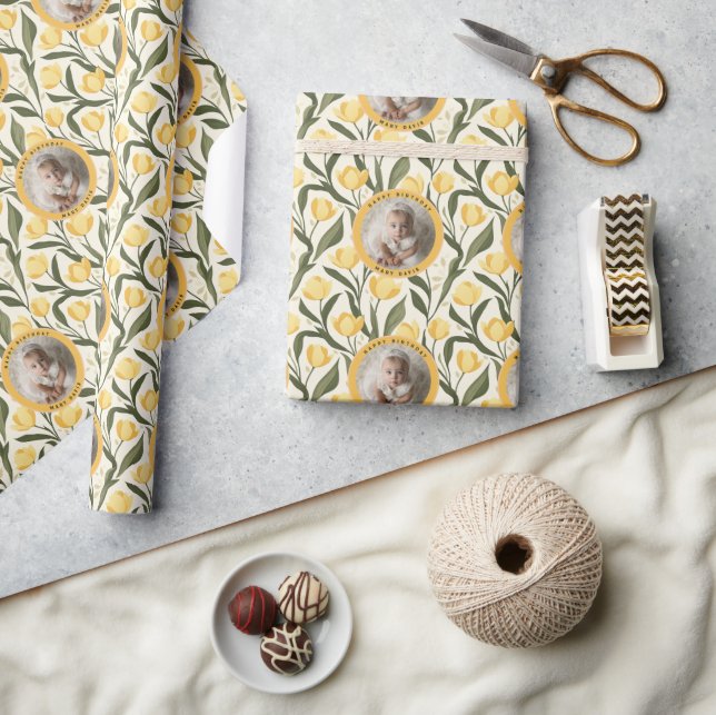 Papel De Presente Surpresa de Aniversário com Flor de Tulipa Chic (Artesanato)
