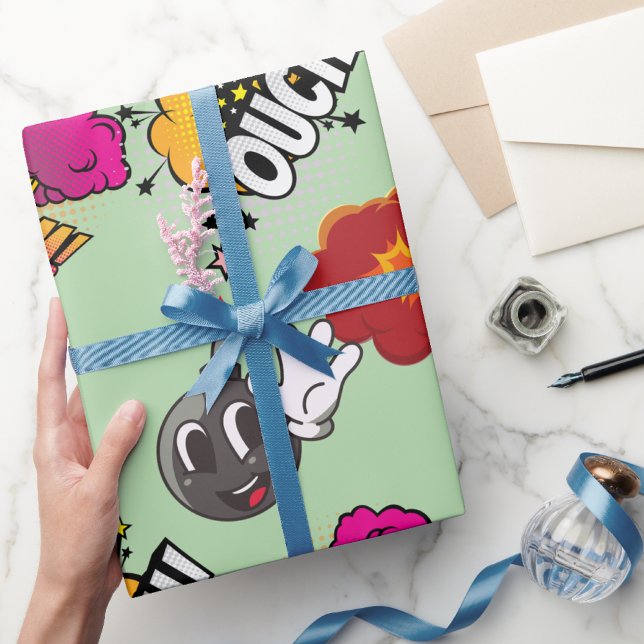 Papel De Presente Surto de Arte Pop de Quadrinhos Ai Presente Embrul (Criador carregado)