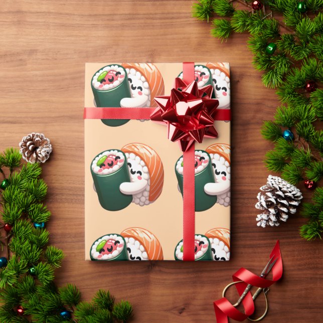 Papel De Presente Sushi Hug Art sorridente para Comidas amantes (Presente de Natal)
